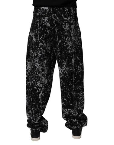Dark Gray Tie Dye Cotton Straight Men Denim Jeans