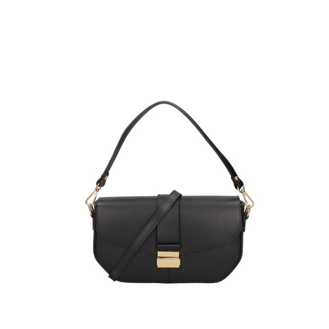 Roberta Rossi RR220722923FBG-NERO black handbag by Jag Couture London - New York, featuring sleek leather with silver hardware.