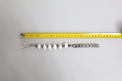 Silver Tone Brass Beaded Shell DG Logo Pendant Bracelet