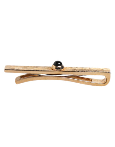 Black Sapphire Gold Tone Brass Tie Clip Bar