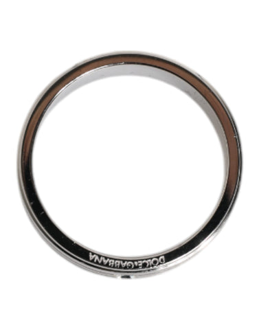 Silver Tone Brass Clear Crystal DG Logo Ring