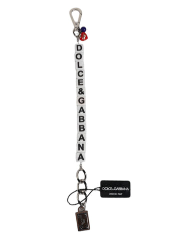 Silver Brass Chain Dice Logo Embellished Charm Bracelet