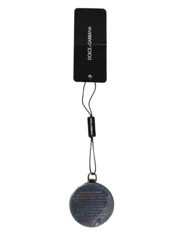 Pink Calfskin Leather Round Logo Hand Mirror Holder
