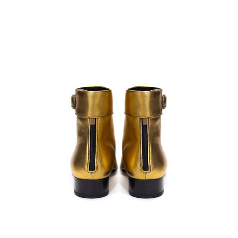 Gold Leather Ankle Boots