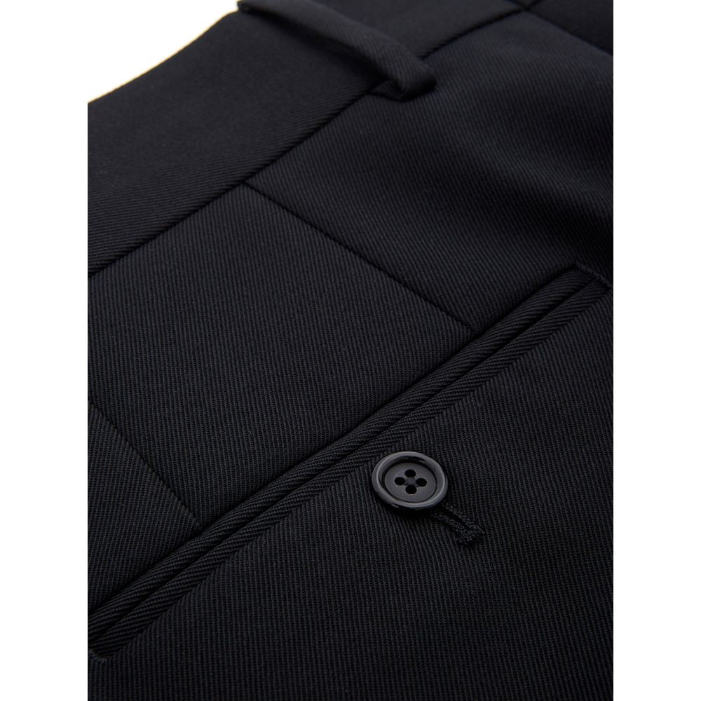 Black polyester dress pants by Dolce & Gabbana, tailored fit with sleek waistband and classic styling, shown on a plain background.