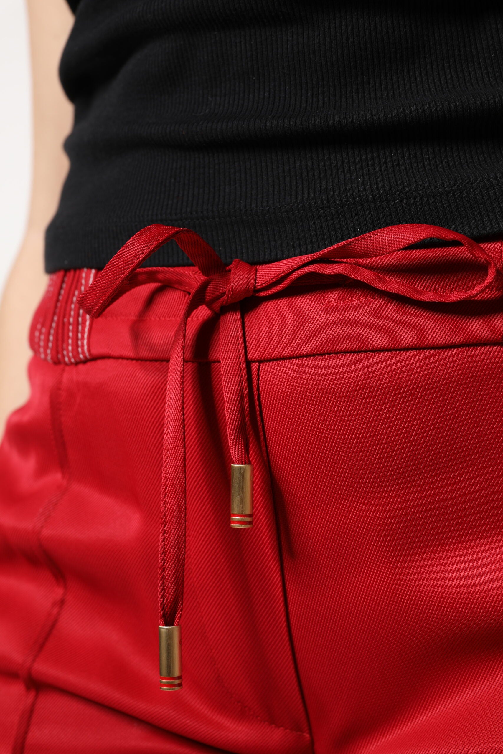 Red Viscose Straight Fit Pants