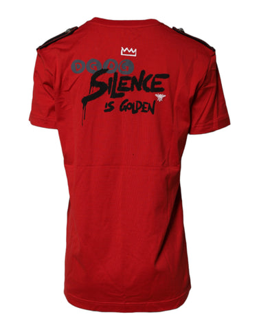 Red Cotton Graphic Print Crew Neck T-shirt