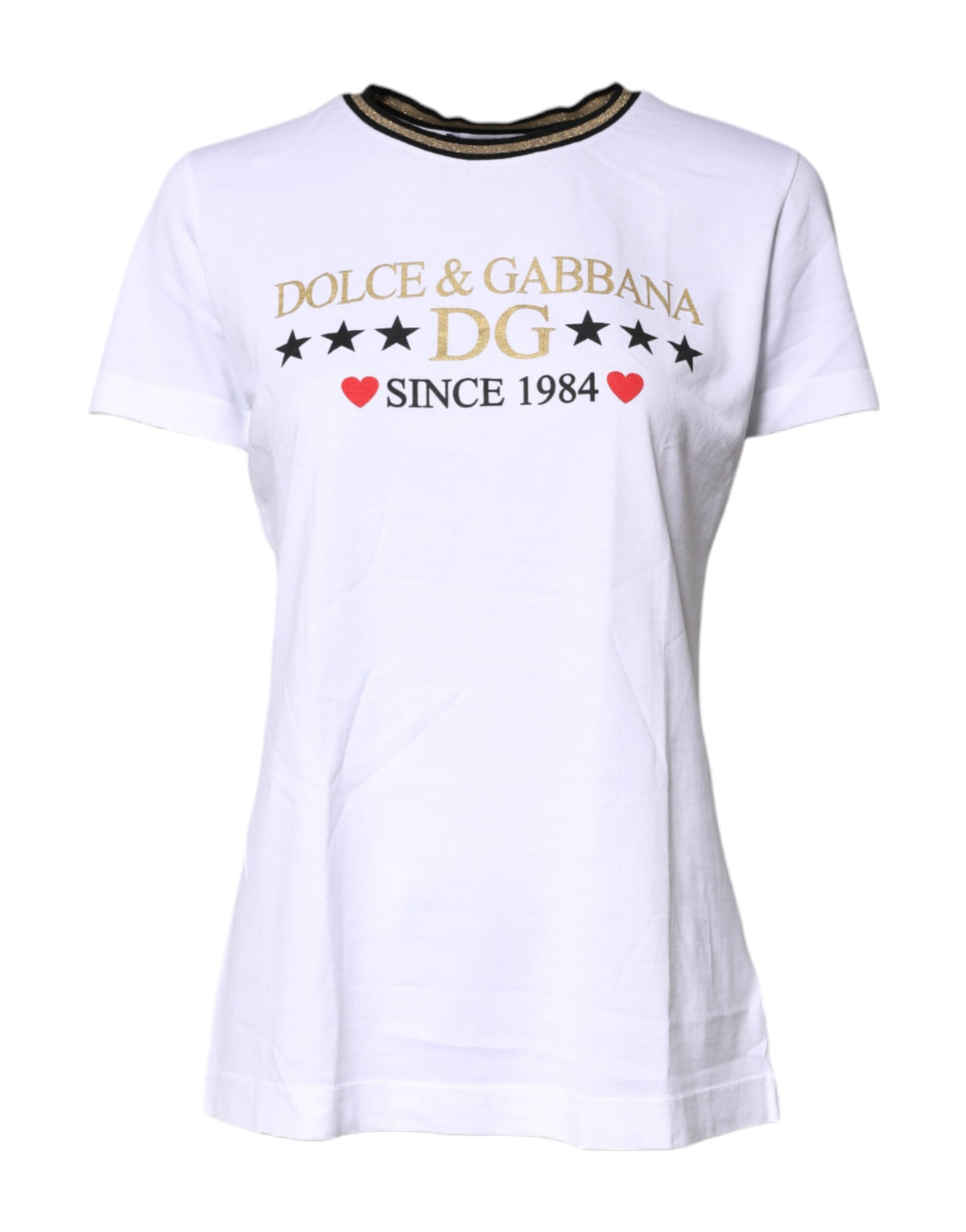 White Printed Round Neck Top Cotton T-shirt