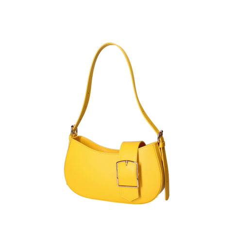 Roberta Rossi RR220721323FBG-L224 yellow handbag by Jag Couture London - New York with gold-tone hardware and textured leather finish.