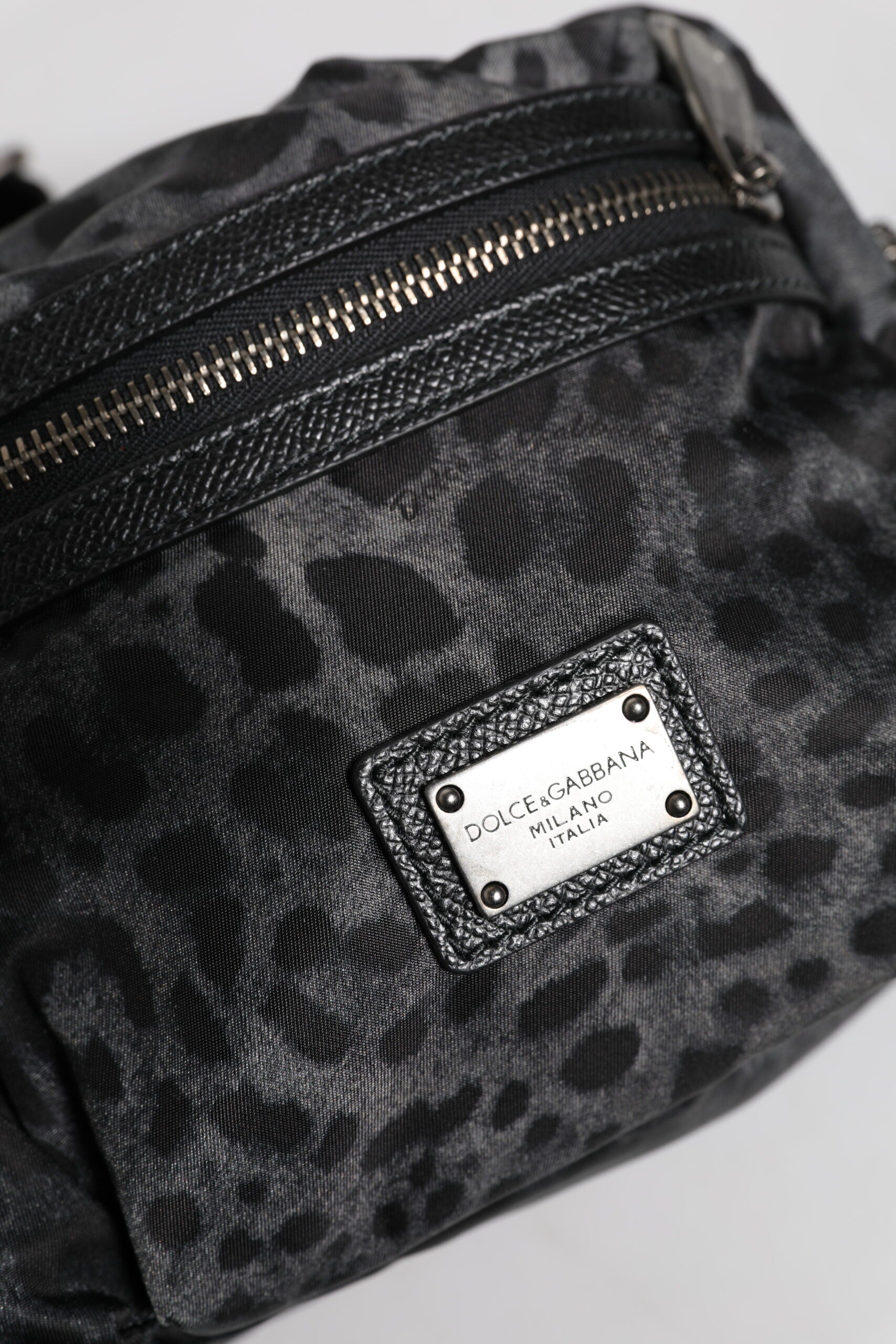 Black Gray Leopard DG Logo Belt Waist Fanny Pack Bag