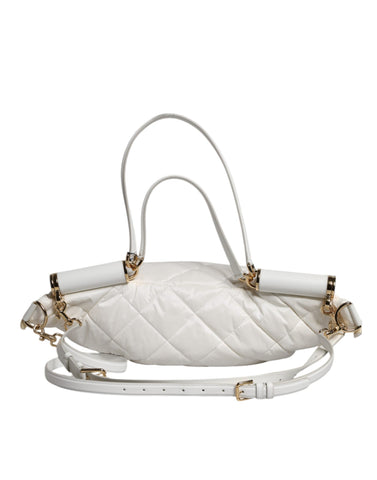 White Quilted Logo Plaque Belt Waist Fanny Pack Bag