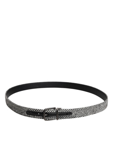 Black White Silver Tone Metal Buckle Belt