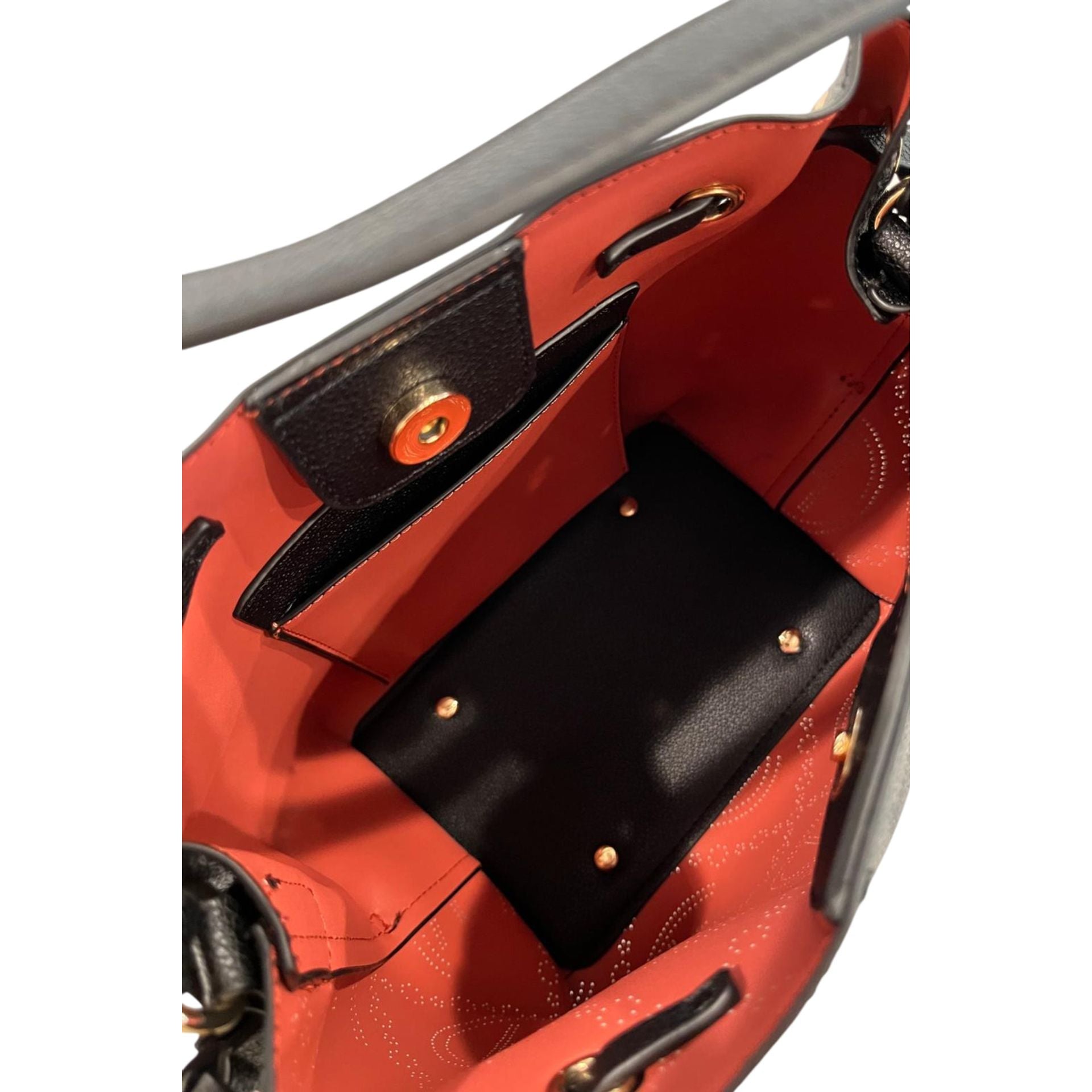 Cristinaeffe CF22720 black leather handbag by Jag Couture London - New York, featuring sleek design and gold-tone hardware.