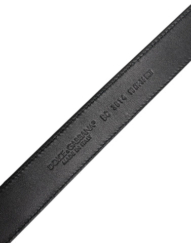 Black Calf Leather Classic Metal Buckle Belt