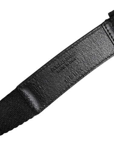 Black White Printed Metal Logo Buckle Belt