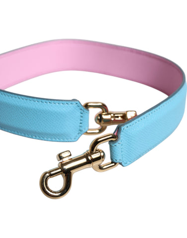 Pink Blue Leather Handle Bag Shoulder Strap