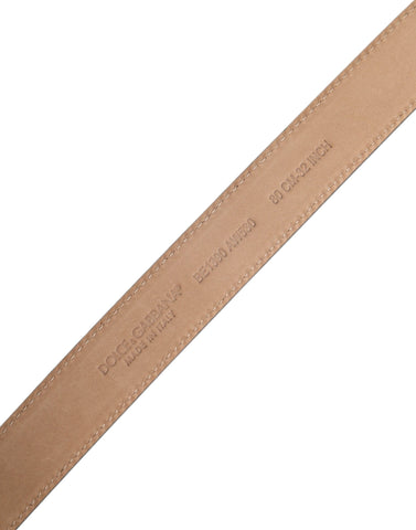 Black Leather Logo Metal Waist Buckle Belt