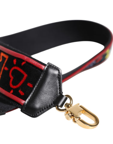 Black Cotton Printed Bag Shoulder Strap
