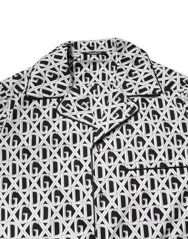 Black White DG Print Cotton Pajama Set Sleepwear