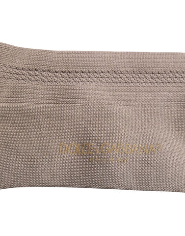 Brown Cotton Stretch Logo Over Calf Socks