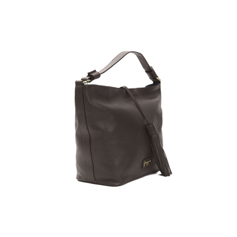 Jag Couture London - New York Pompei Donatella MC6071GRETA_Cioccolato chocolate-colored leather handbag with gold hardware and structured design.