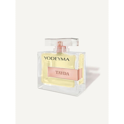 Yodeyma Tayda_W 100ml perfume bottle by Jag Couture London New York, showing the elegant glass container with a silver cap.