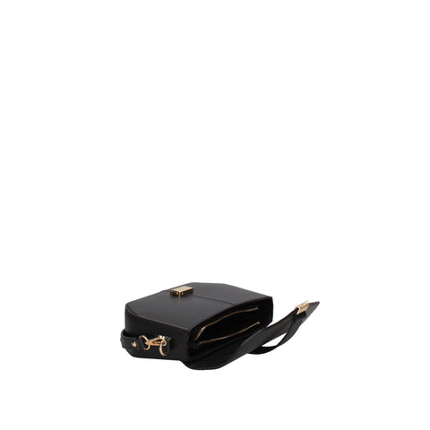 Elegant Roberta Rossi RR220722923FBG-NERO handbag by Jag Couture London - New York, showcasing black leather exterior and gold hardware.