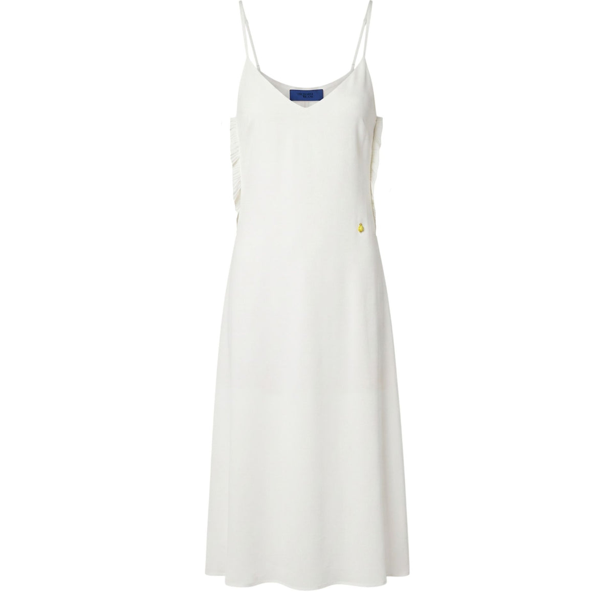 White Trussardi jeans with classic design, displayed on a hanger with visible branding and stitching details.