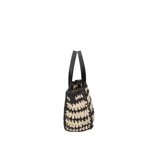 Black Viola Castellani VC220738223FBG handbag by Jag Couture London New York, featuring sleek leather with gold hardware.
