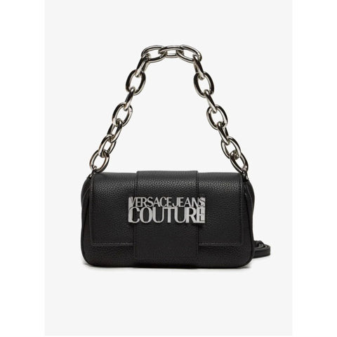Versace Jeans 75VA4BB1_ZS413_899 handbag with designer logo, black leather, and silver hardware, held by hand.