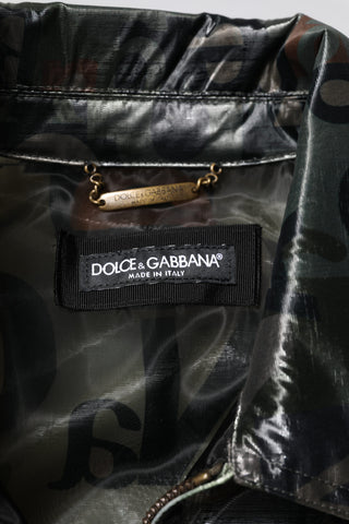 Green DG Logo Print Bomber Full Zip Jacket