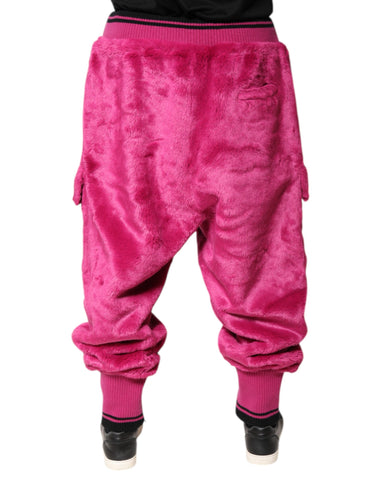 Pink Acrylic Cargo Jogging Sweatpants Pants