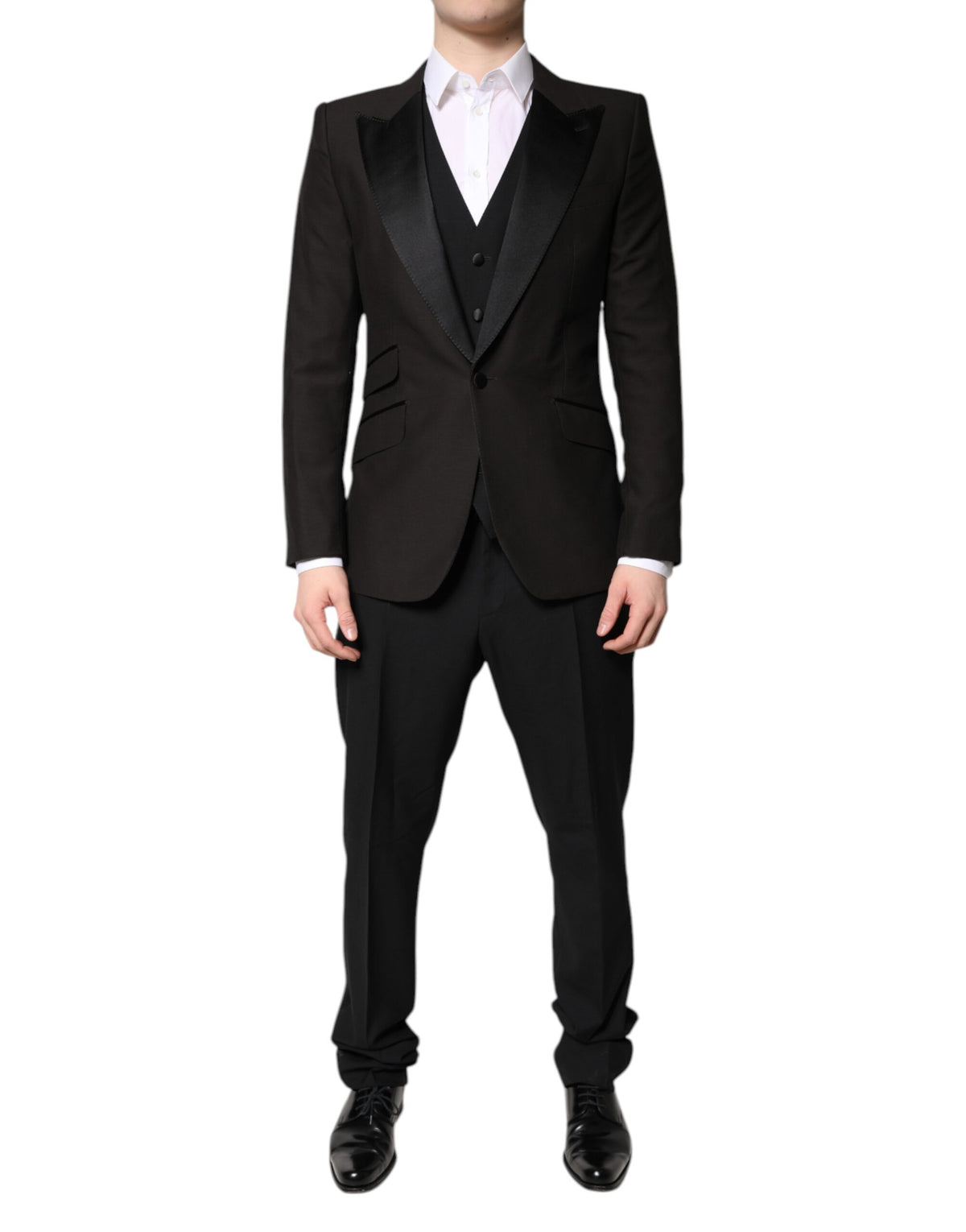 Dark Gray Single Breasted Formal 3 Piece Suit