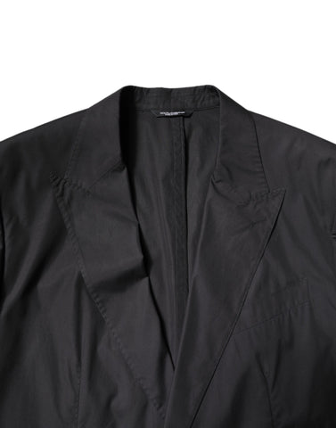 Black Cotton Single Breasted 2 Piece Suit