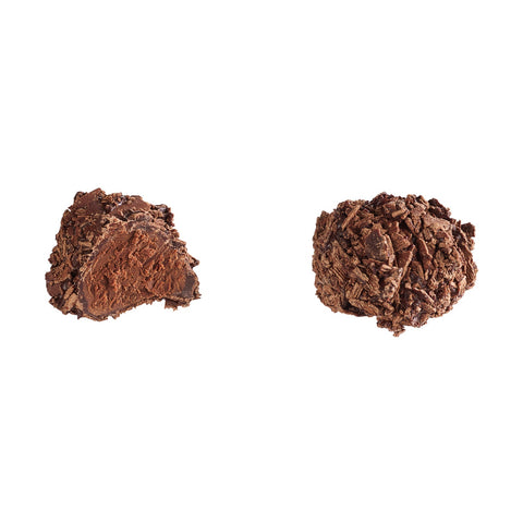 Dark chocolate raspberry truffle with flaky outer layer and raspberry paste filling, 13g from Jag Couture London New York.