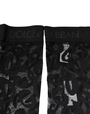 Black Floral Lace Cotton Stretch Stockings Socks