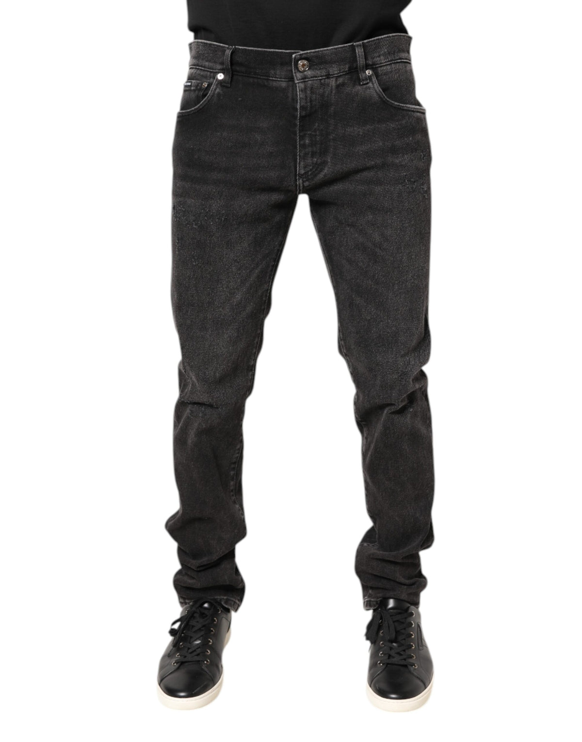 Gray Washed Cotton Skinny Denim Jeans