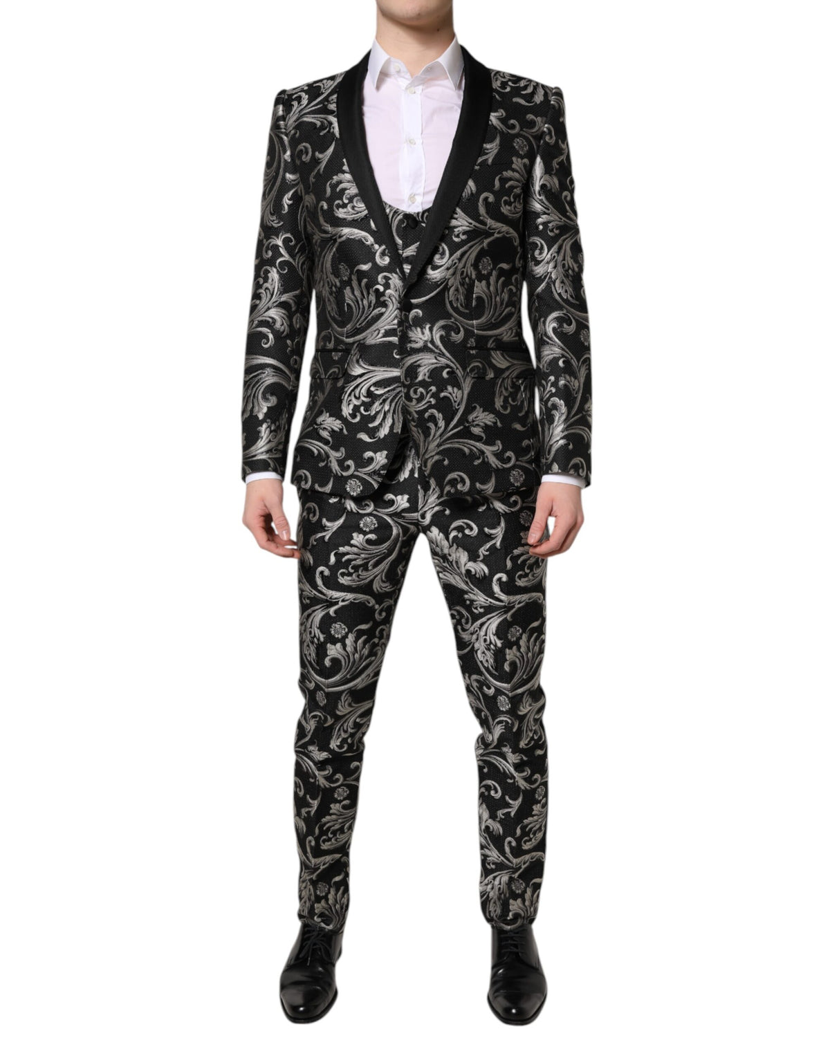 Dark Gray MARTINI Jacquard Men 3 Piece Suit