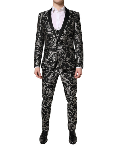 Dark Gray MARTINI Jacquard Men 3 Piece Suit