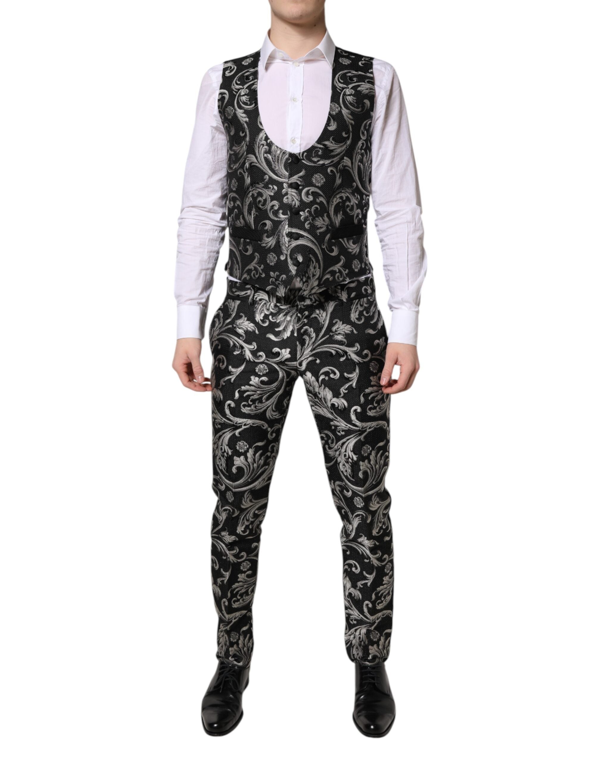 Dark Gray MARTINI Jacquard Men 3 Piece Suit