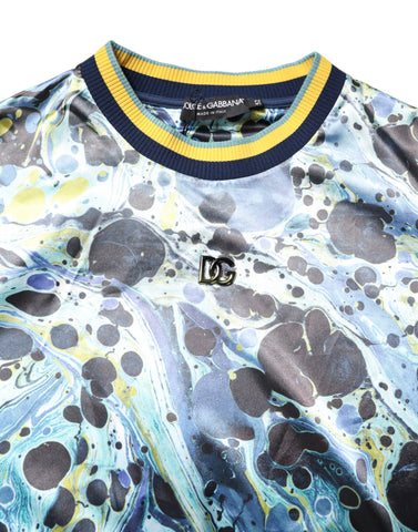 Multicolor Marble Print Men Pullover Sweater