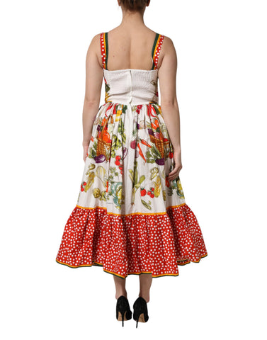 White Vegetables Sleeveless A-line Dress