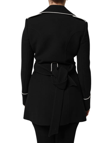 Black Wool Double Breasted Blazer Jacket
