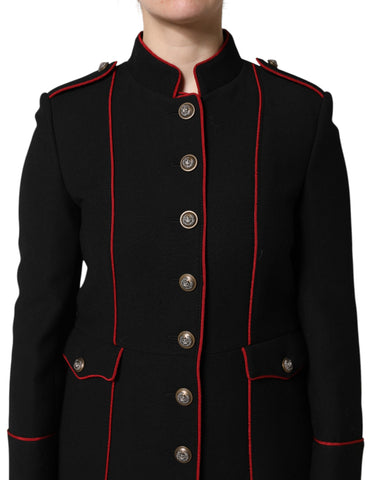 Black Wool Single Breasted Trench Coat Jacket