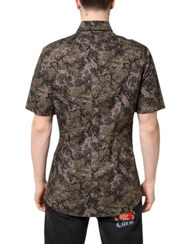 Multicolor Camouflage Button Down GOLD Shirt