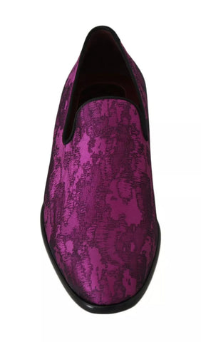 Purple Jacquard loafers by Dolce & Gabbana, formal dress shoes with intricate woven pattern and sleek design.