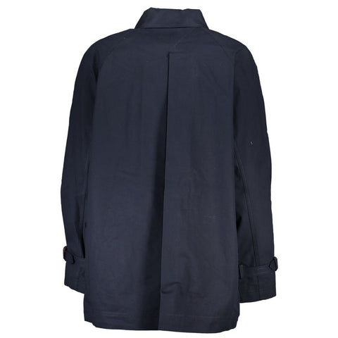 Blue Cotton Women's Trench Coat