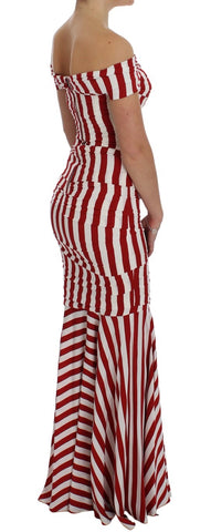 Red White Silk Stretch Dress