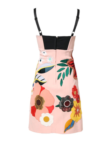 Pink Floral Print Spaghetti Strap Mini Dress