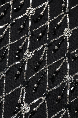 Black Cashmere Embellished Long Sleeves Top